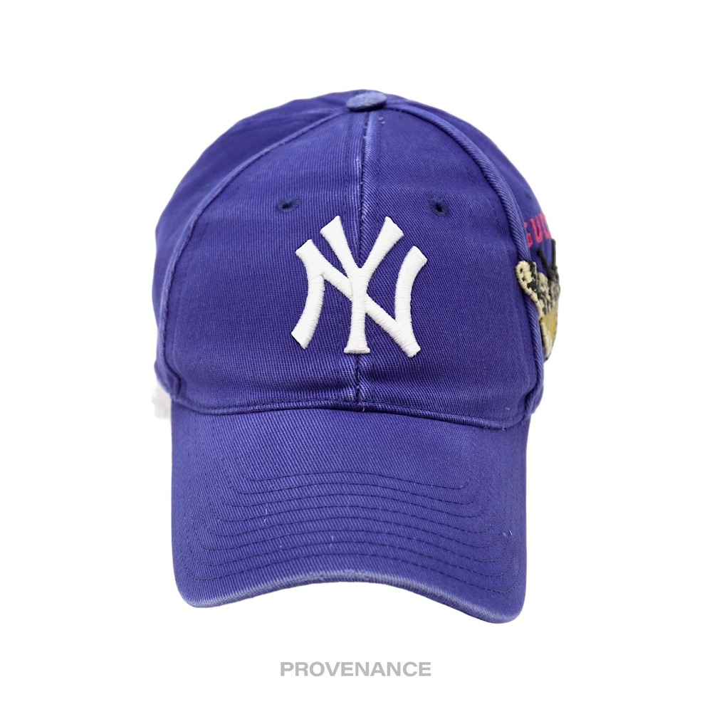 🔴 Gucci x NY Yankees Embroidered Hat Cap - Blue with Moth
